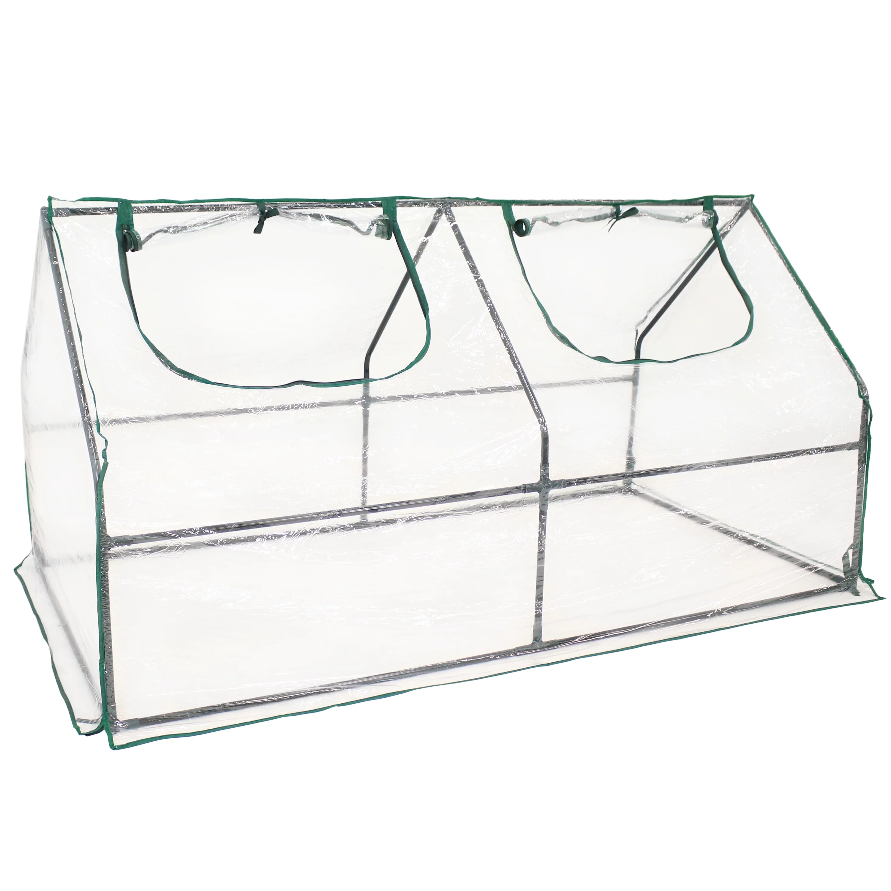Sunnydaze Portable Mini Cloche Greenhouse with Zipper Doors - Clear