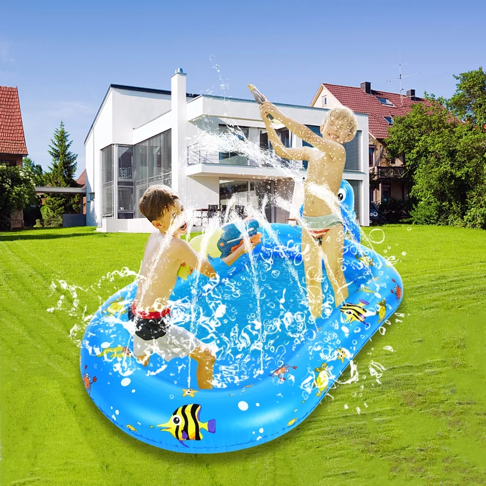 Spray Fountain,Pool With 67 Pool 170 * 67 Pad Pool Summer Water Pool Sprinkler Kids Water Pad Spray Pad Sprinkler Dolphin Inflatable Sprinkler 67 * 40in Pool Kids Kiddie Pool Lawn ( 170