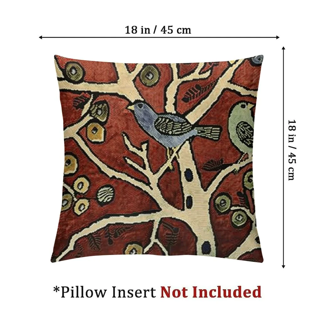 Plant Birds Throw Pillow Cover | Karla Gerard Designer Pillowcase Chair Cushion Chair Cushions Hand Embroide Wool