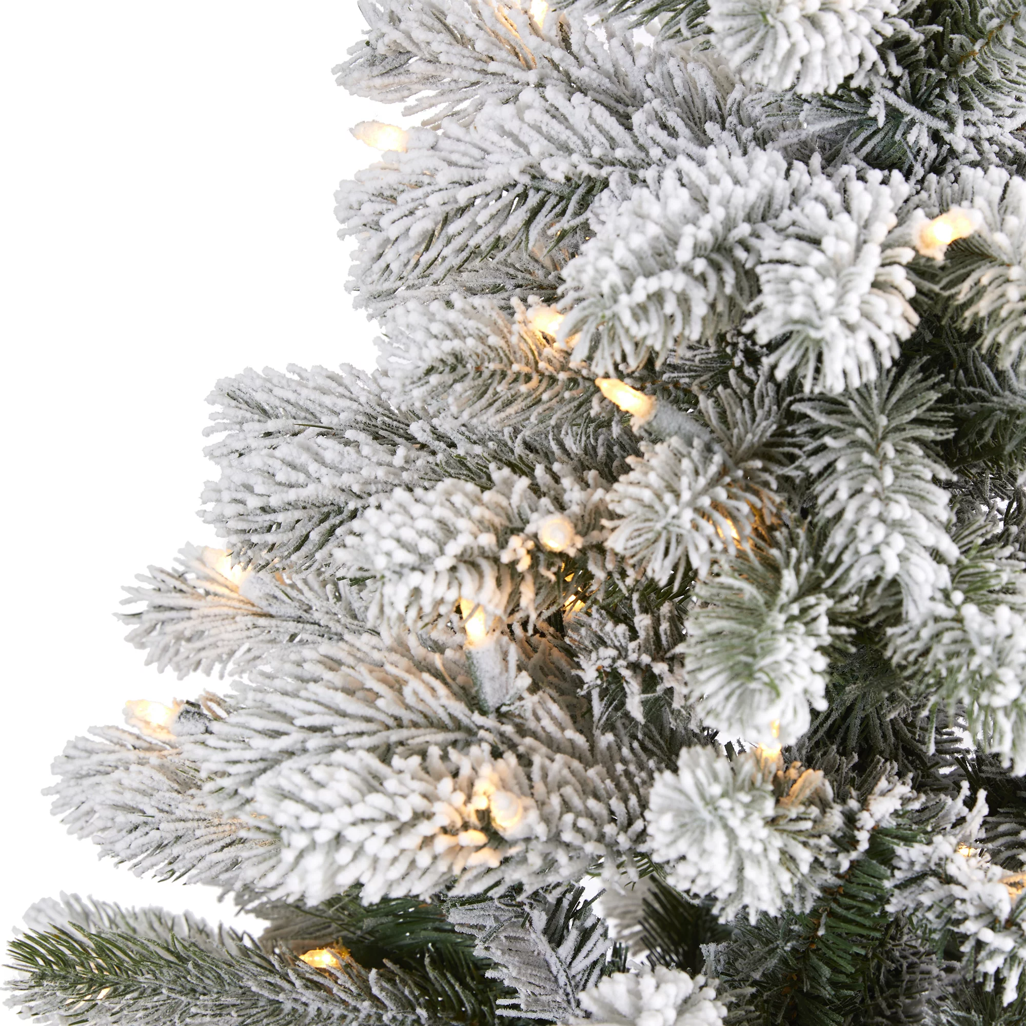 Nearly Natural Clear Prelit 300 LED Flocked Spruce Artificial Christmas Tree, 5'