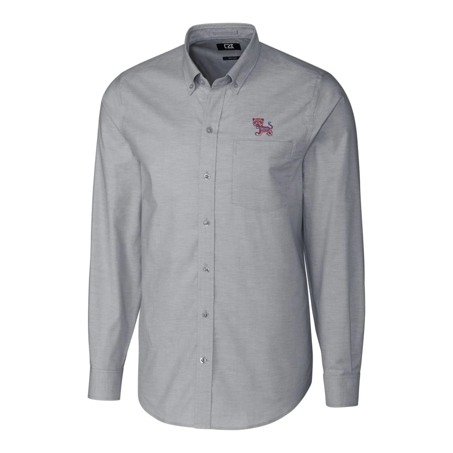Men's Cutter & Buck Charcoal Clemson Tigers Vault Stretch Oxford Long Sleeve Button-Down Shirt