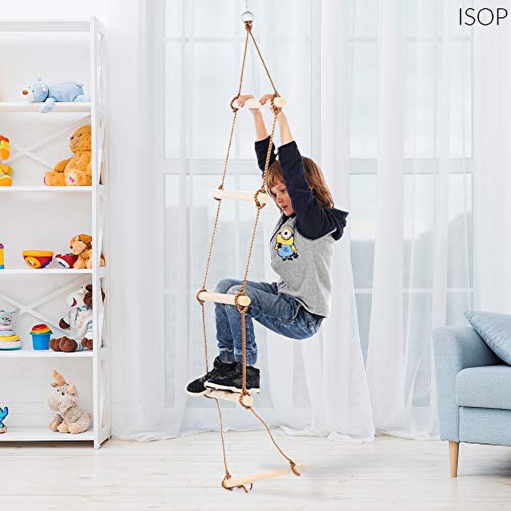 ISOP Outdoor Accessories - Climbing Rope Ladder for Kids| Tree Ladder Play Equipment | Rope Slackline with Carabiners| Swing Rope Ladder| Kids Climbing Toys for Swing Yard