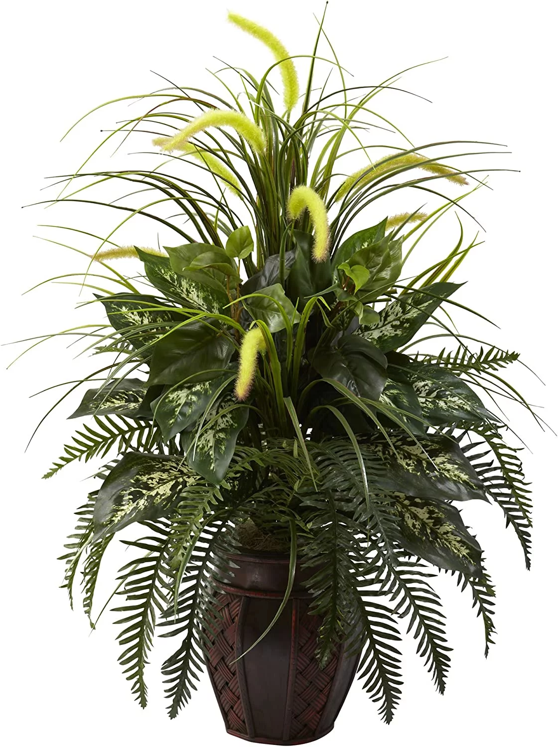 HYUN 6727 3ft. Mixed Greens & Cattails with Planter, 26 x 26 x 36 inches, Green