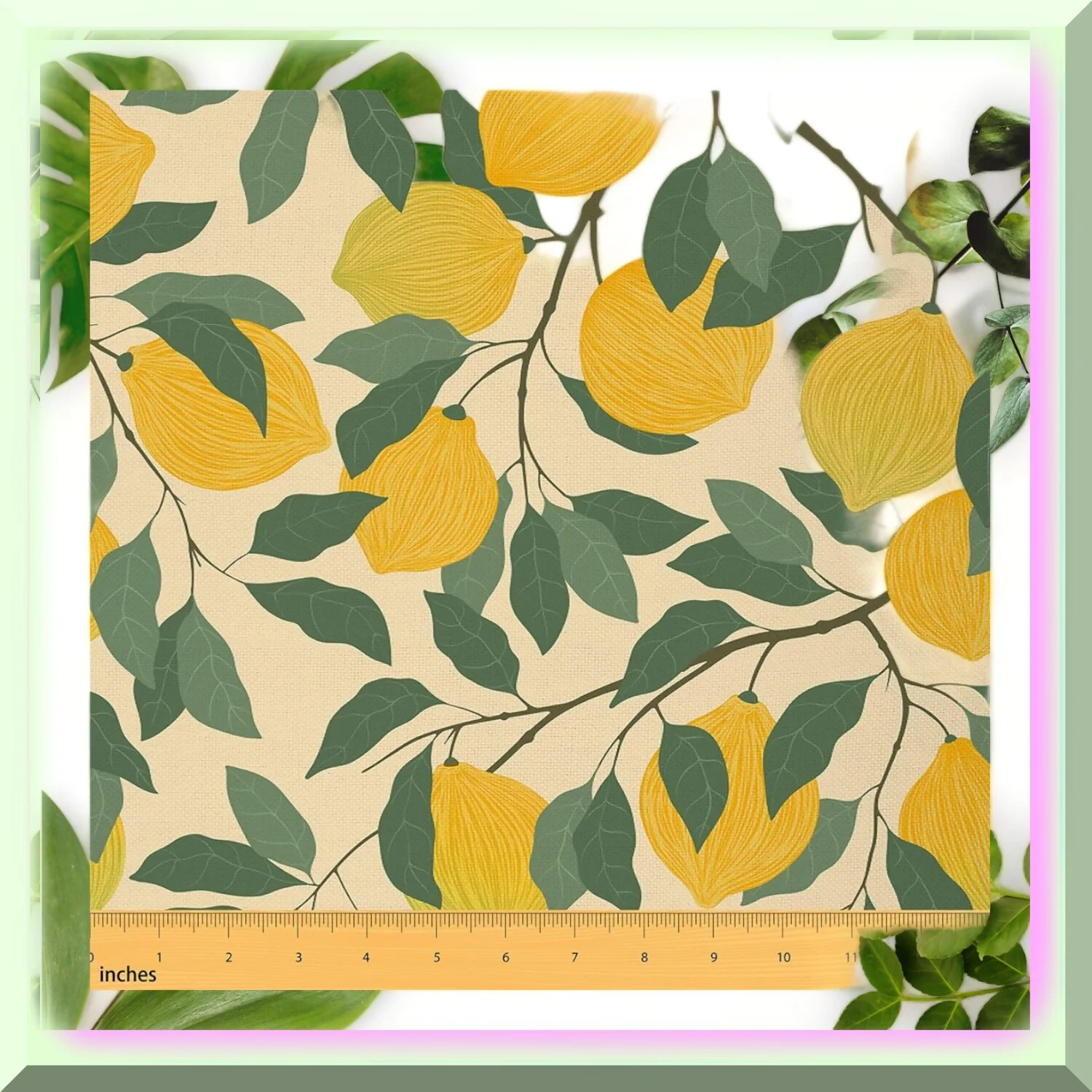 Tropical Lemonade Breeze: Upholstery Fabric for Chairs & Couches. Vibrant Cartoon Lemon Print, Perfect for Summer Vacation Style Decor & DIY Home Projects. Durable Outdoor Fabric by The Yard.