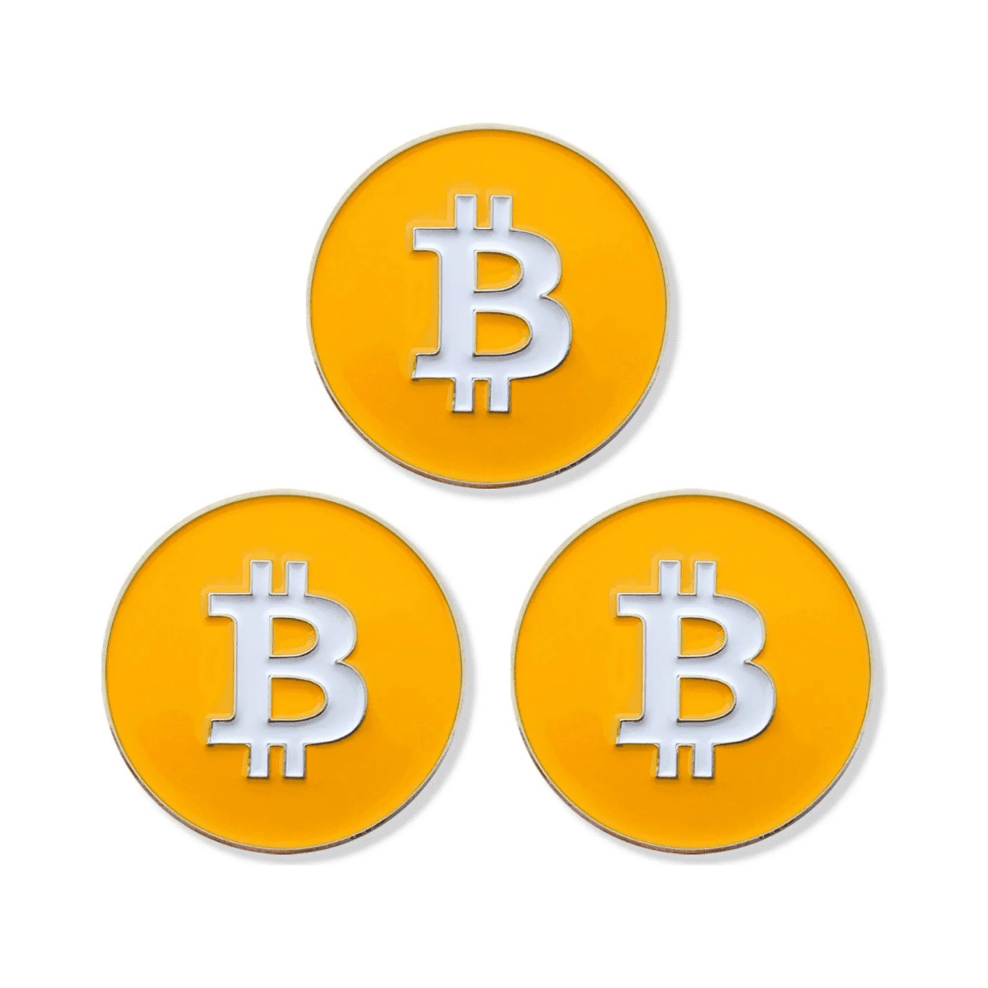 Bitcoin Golf Ball Marker All Metal - Value Pack of 3 - Works with Most Hat Magnet Clips and Divot Repair Tools with Magnetic Holder, Men and Women Golf Gift Accessories - Orange Ball Markers (3 Pack)