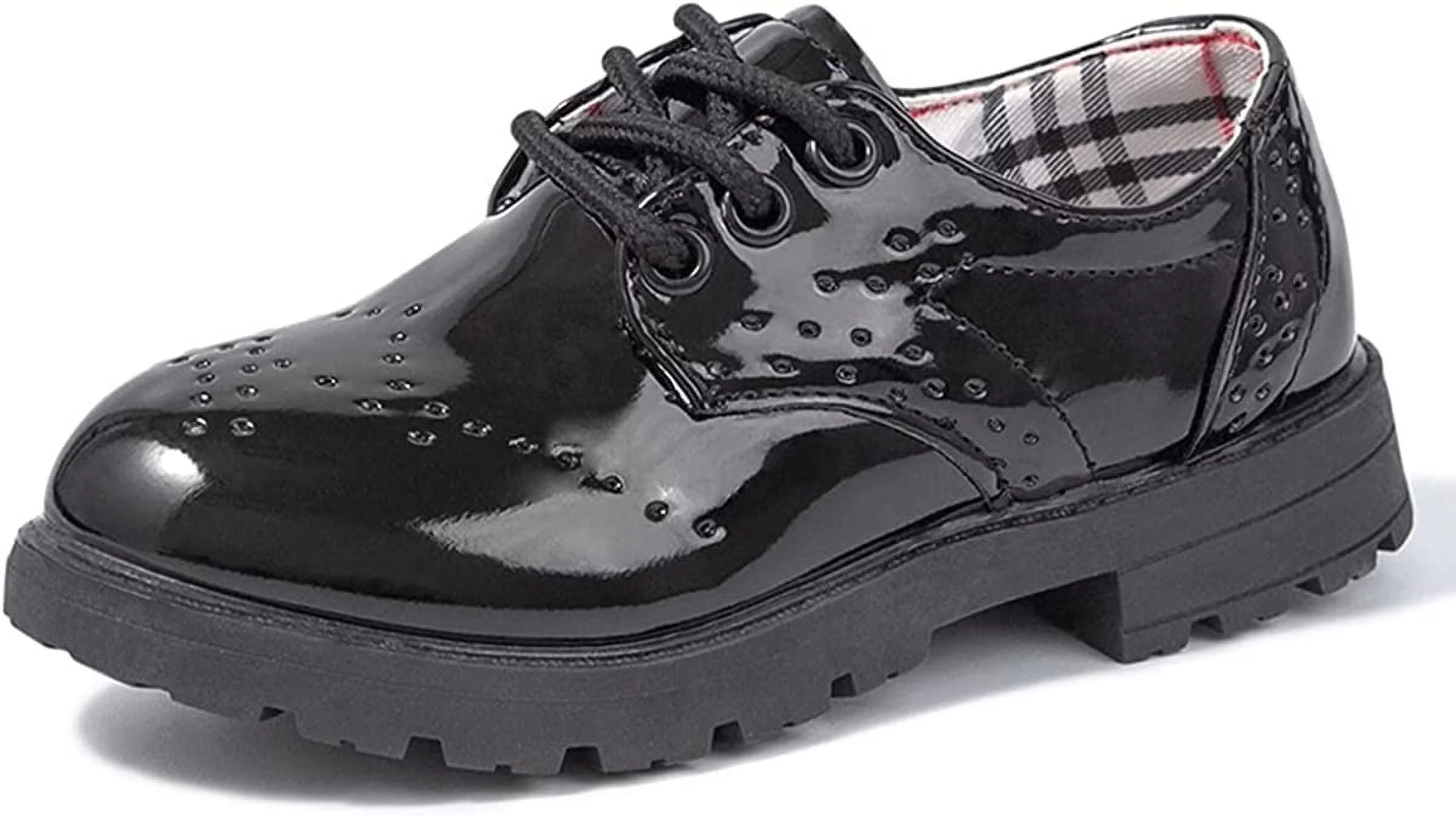 Bonario Toddler Girls Boys Dress Shoes Lace-Up Oxford School Uniform Flats Little Kids Wedding Loafer