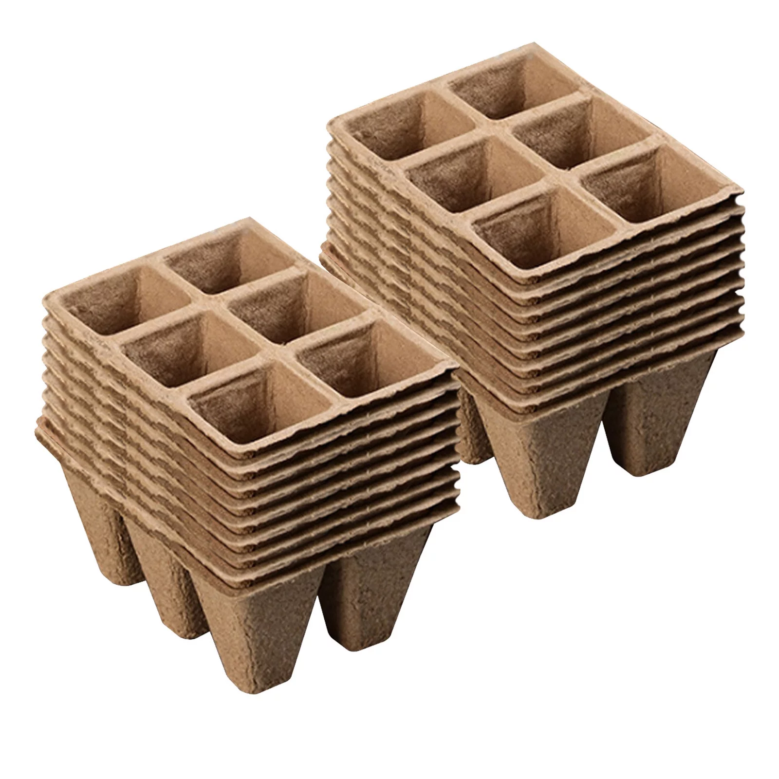 Dengmore Degradable Peat Pots Seed Starter Trays Seedling Pots Germination Trays 6 Cells for Home