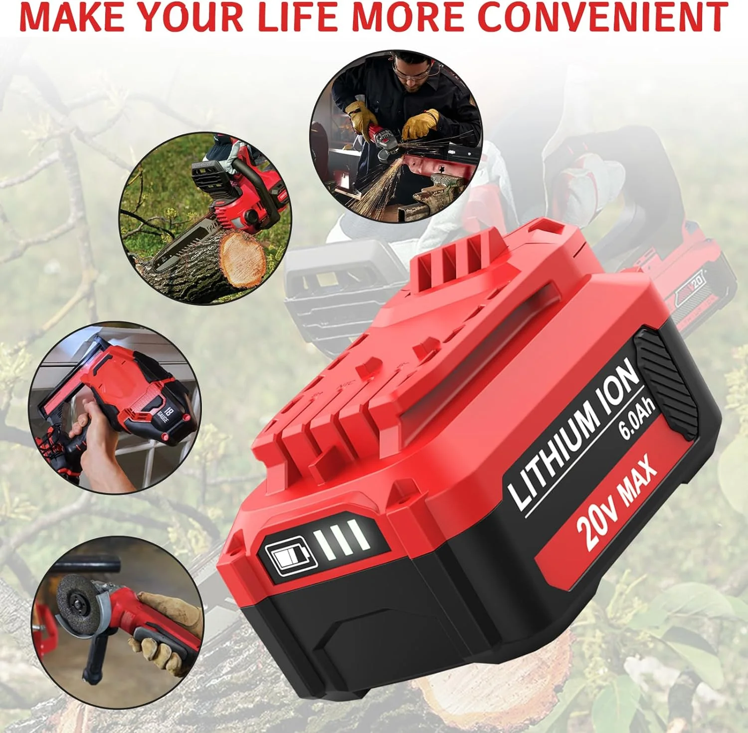 4-Pack 20V 6.0Ah Replacement Battery for Craftsman V20 Lithium Ion Battery CMCB205 CMCB204 CMCB204-2 CMCB202 CMCB202-2