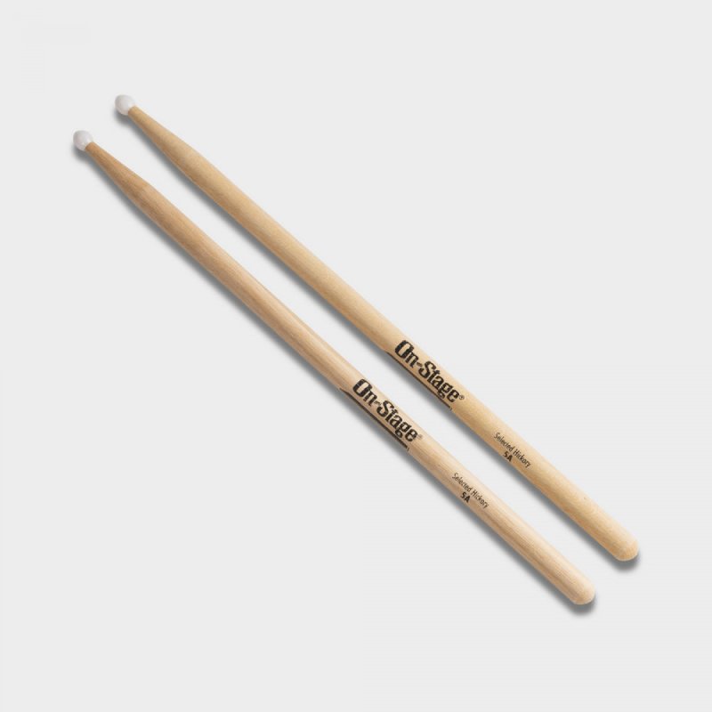 On Stage Hickory 5A Nylon Tip Drumsticks 12 Pairs