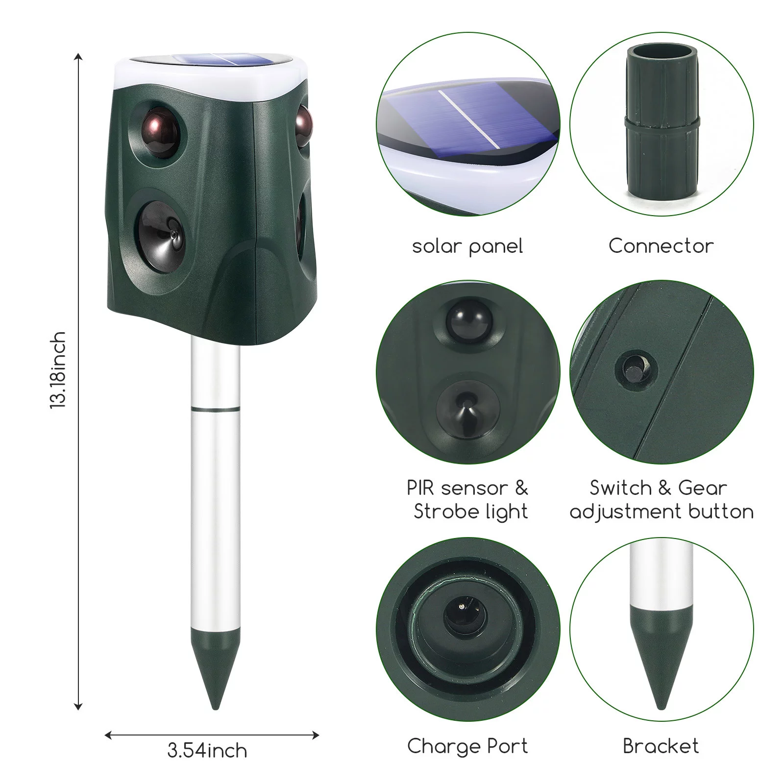 JahyShow New Solar Ultrasonic 360 Degree Snake Repellent Mouse Rodent Repellent Animal Repeller