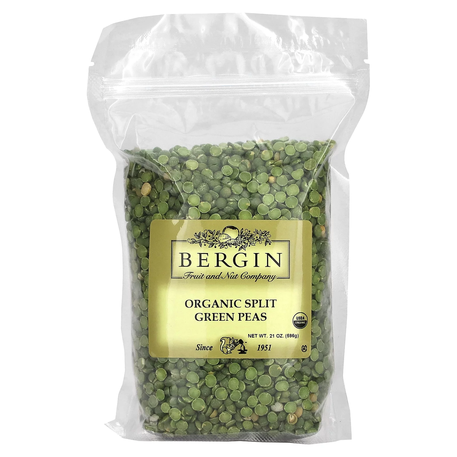 Bergin Fruit and Nut Company Organic Split Green Peas, 21 oz (596 g)