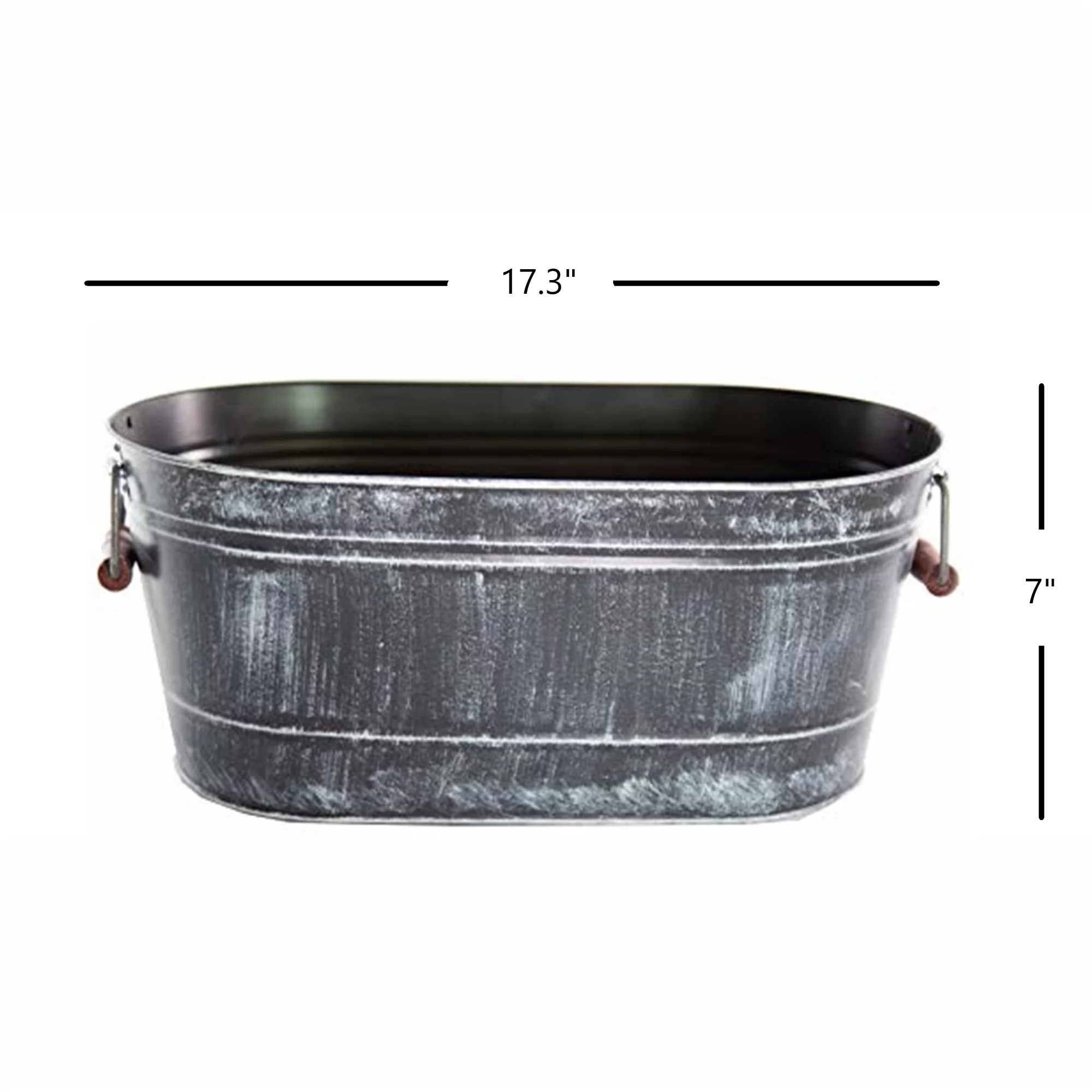 Gardener's Select Farmhouse Oval Planter w/ Handles, Black (17.5