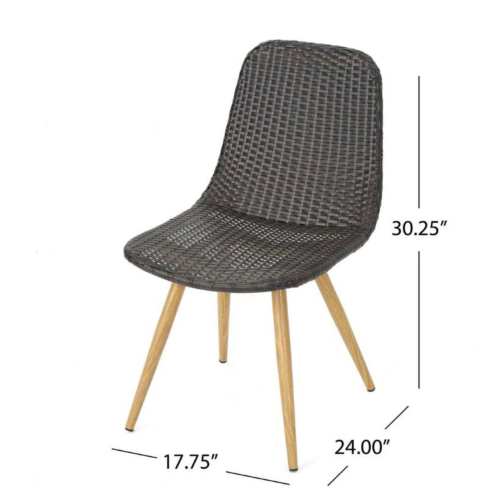Noble House Gila Wicker Patio Dining Side Chair in Brown (Set of 4)