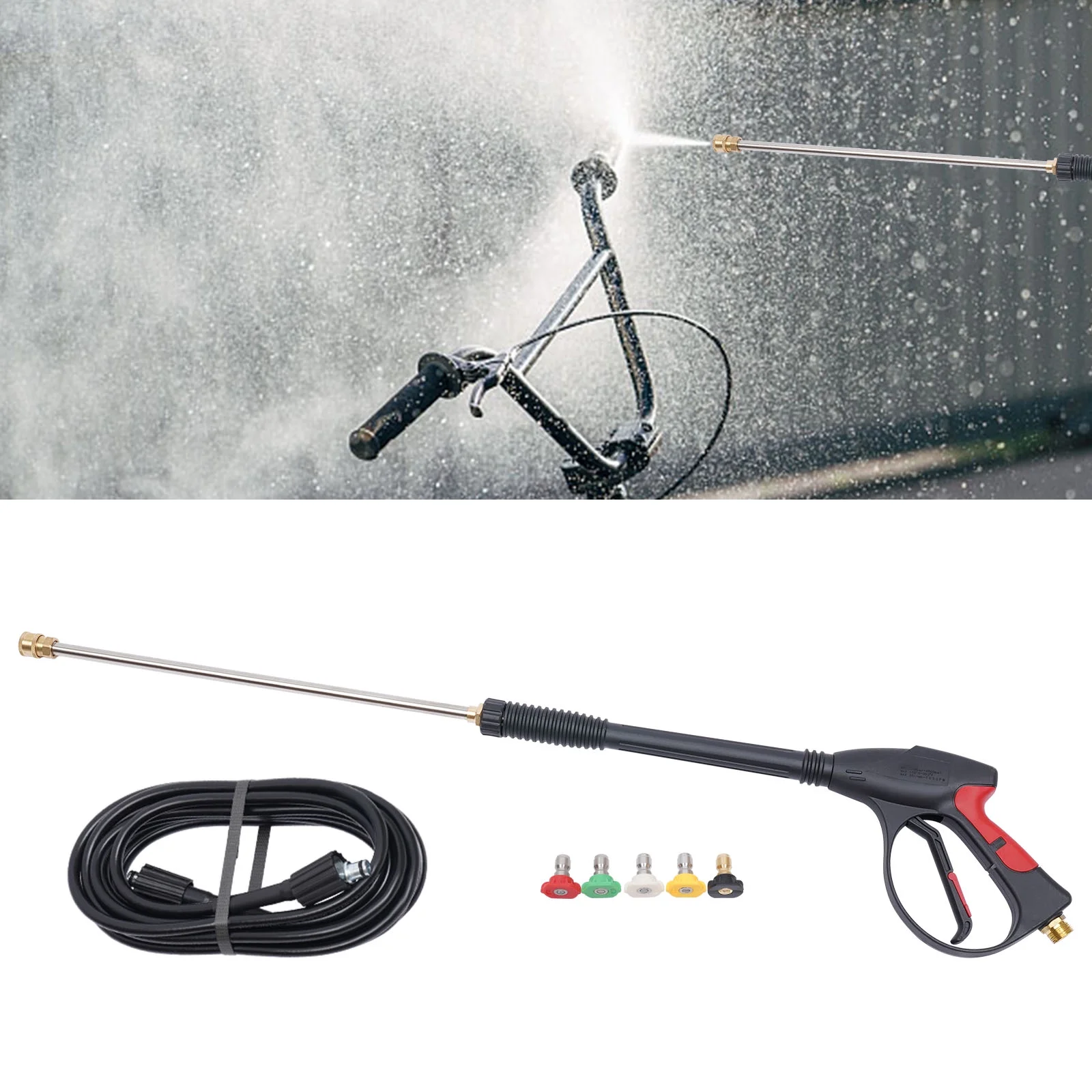 High Pressure 2000psi Car Power Washer Gun Spray Wand Lance Nozzle Hose Kit M22