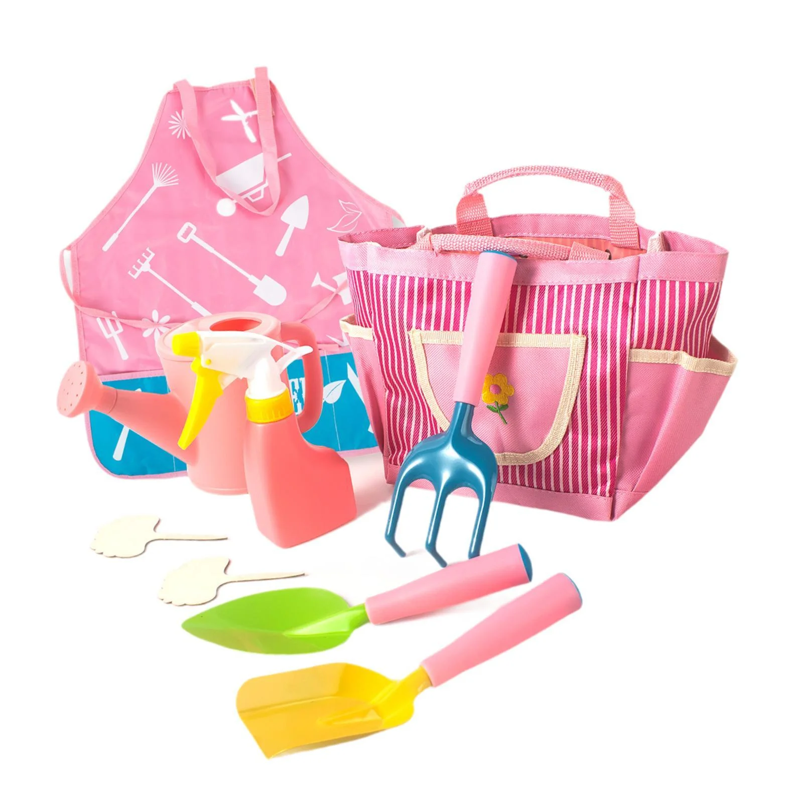 Gazechimp Kids Gardening Tool Set Garden Apron Plant Tools Set for Outdoor 10 Pieces in 1 Set