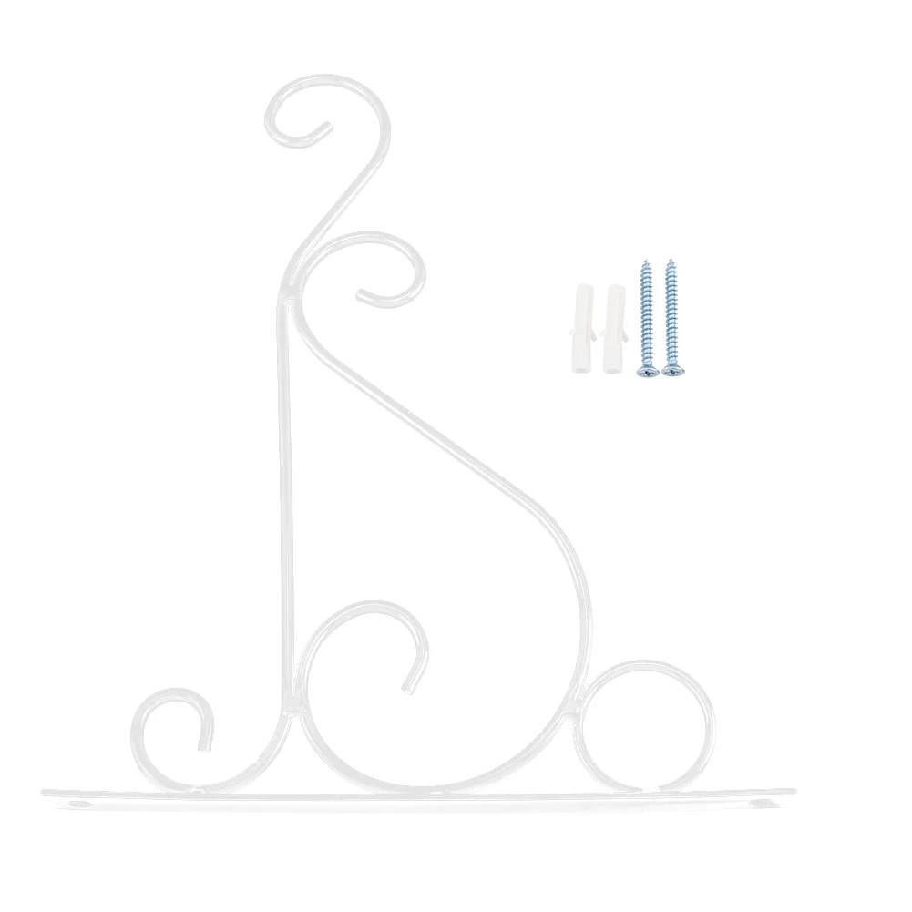 Uadme Iron Plant Hanger Wall Hooks Hanging Basket Brackets Wrought Iron Bracket Heavy Duty Wall Hanging Basket Brackets for Hanging Plants Lanterns Bird Feeders(white)