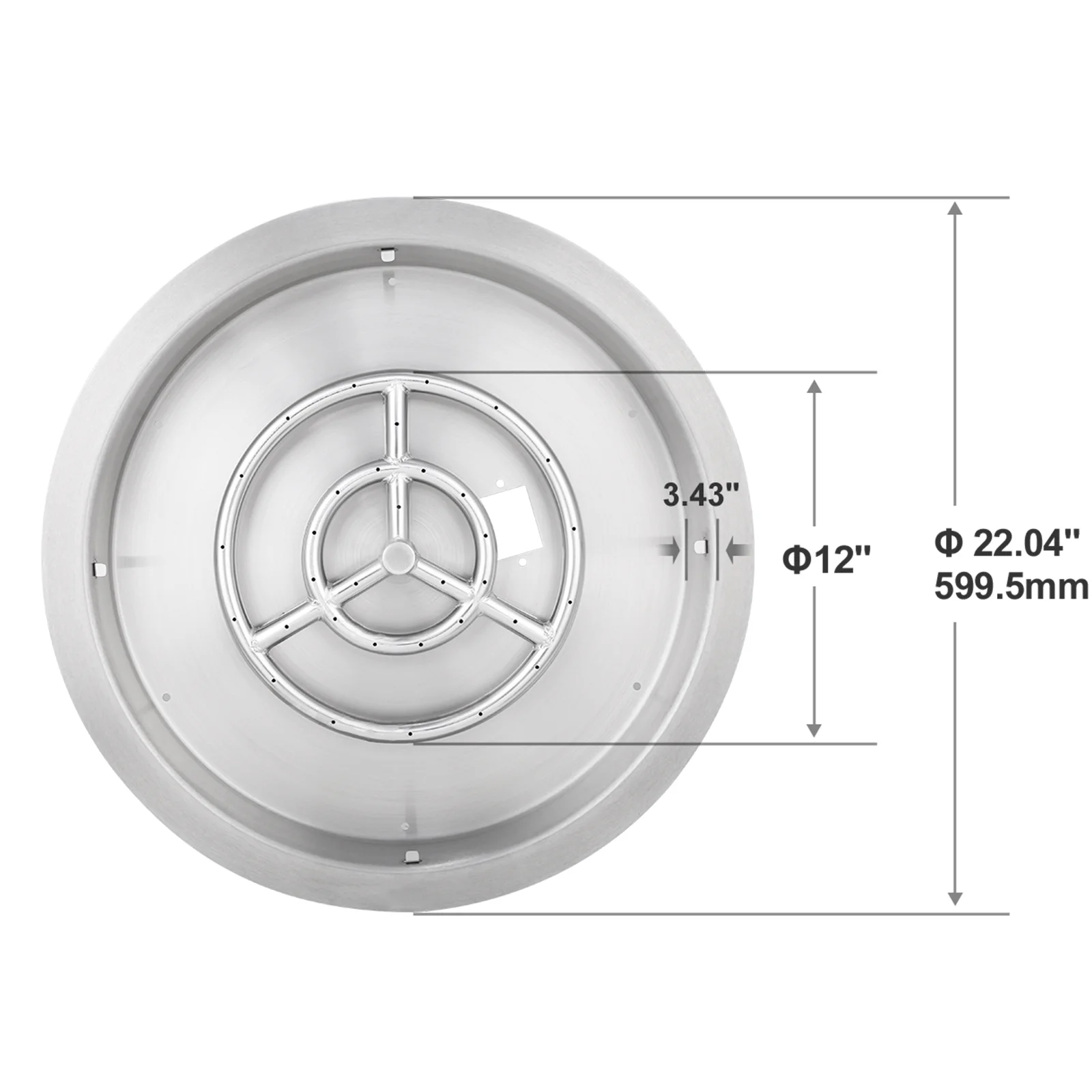 SKYSHALO Round Drop-in Fire Pit Pan Stainless Steel Fire Pit Burner 19