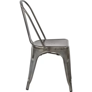 OSP Home Furnishings Bristow Armless Chair, Matte Galvanized Finish, 4 Pack