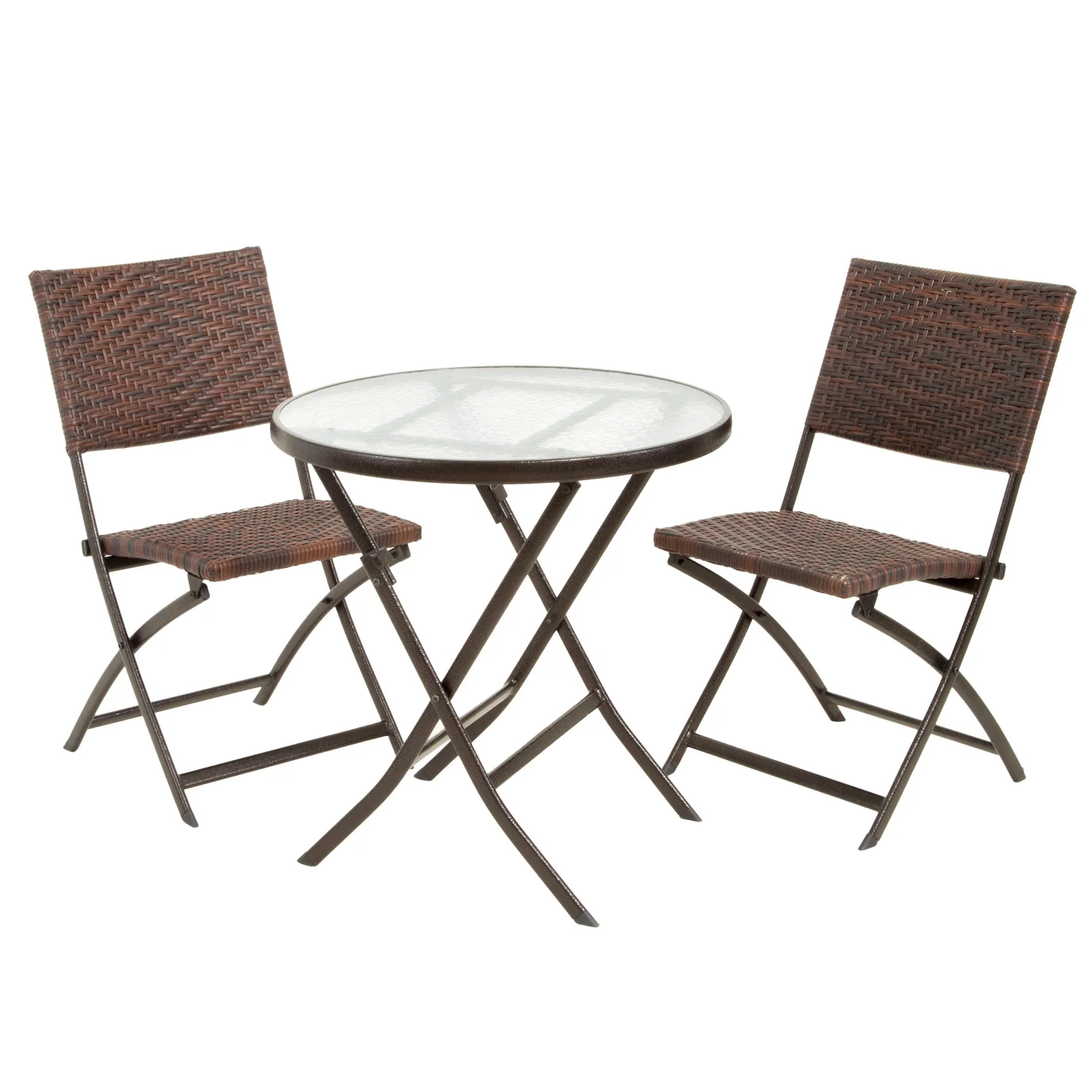 Stylish and Compact El Paso 3 Piece Folding Table and Chair Set - Practical and Comfortable Furniture for Small Spaces Indoors or Outdoors - Portable and Foldable Design for Easy Storage