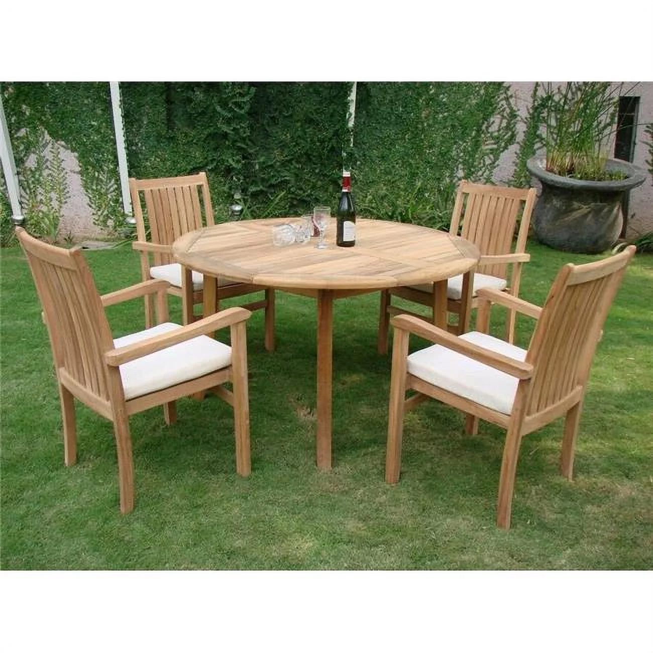 Hanfry MONT5PC-GRY 52 in. Cahy Outdoor Teak Dining Patio Set