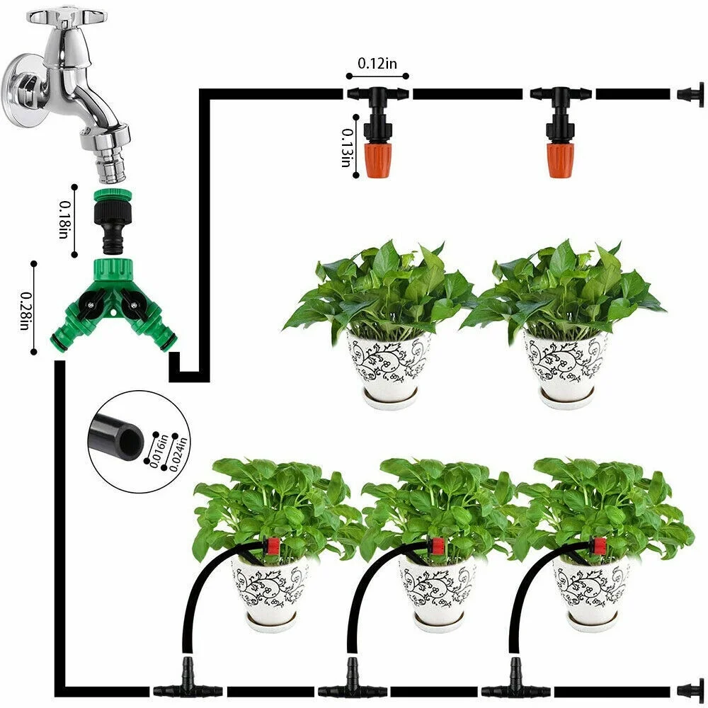100FT Drip Irrigation System Plant Lawn Garden Watering Hose Spray Sprinkler Set