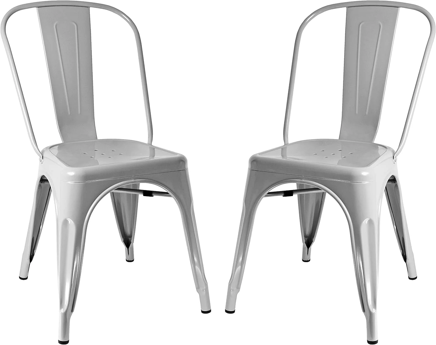 Group Stackable Metal Cafe Chair, Gray (Pack Of 2)