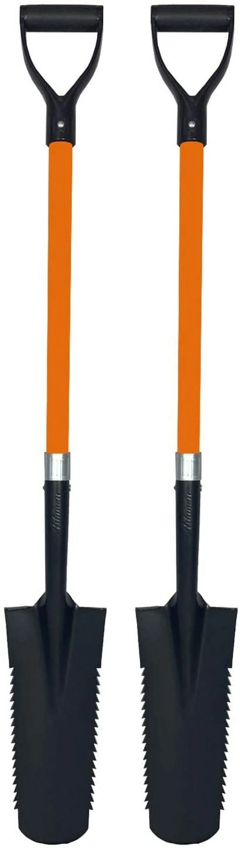 Ashmanonline Drain Spade Teeth - 41 inches Long Fibreglass Handle – Orange Metal Shovel (2 Pack)