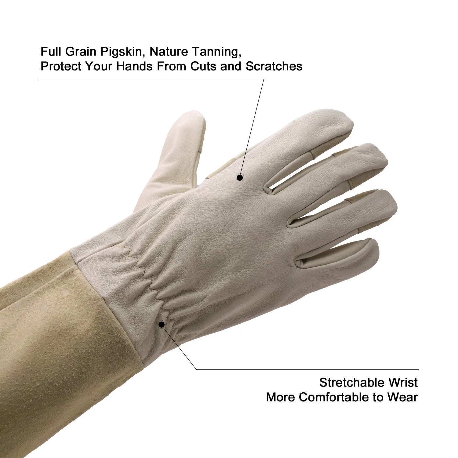 HANDLANDY Long Sleeve Leather Gardening Gloves,Rose Pruning Floral Gauntlet Garden Gloves For Women and Men