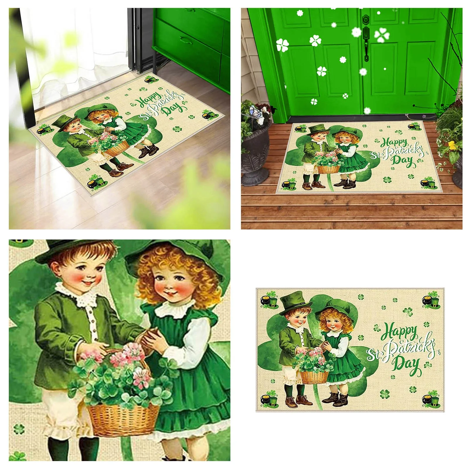 iju7gthy Carpet Rake to Fluff Carpet Handheld 4th of July Indoor St. Patrick's Day Carpet for Welcome Door Mat Indoor Outdoor Non Slip Mat Gift Mat Funny Home Decor Mat 16*24 Inch
