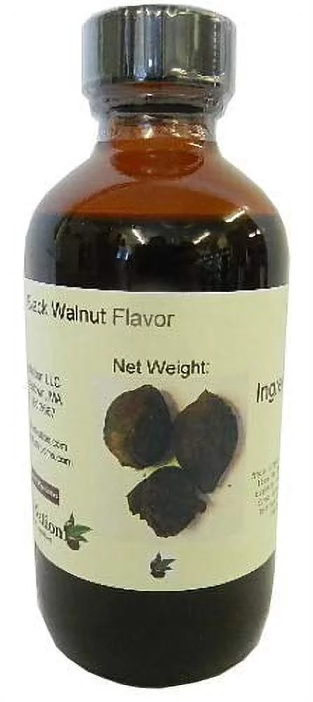 premium black walnut flavoring extract, natural flavor dried hull extract for baking, beverages, supplements, non-gmo, gluten free, kosher, vegan - 4 ounces