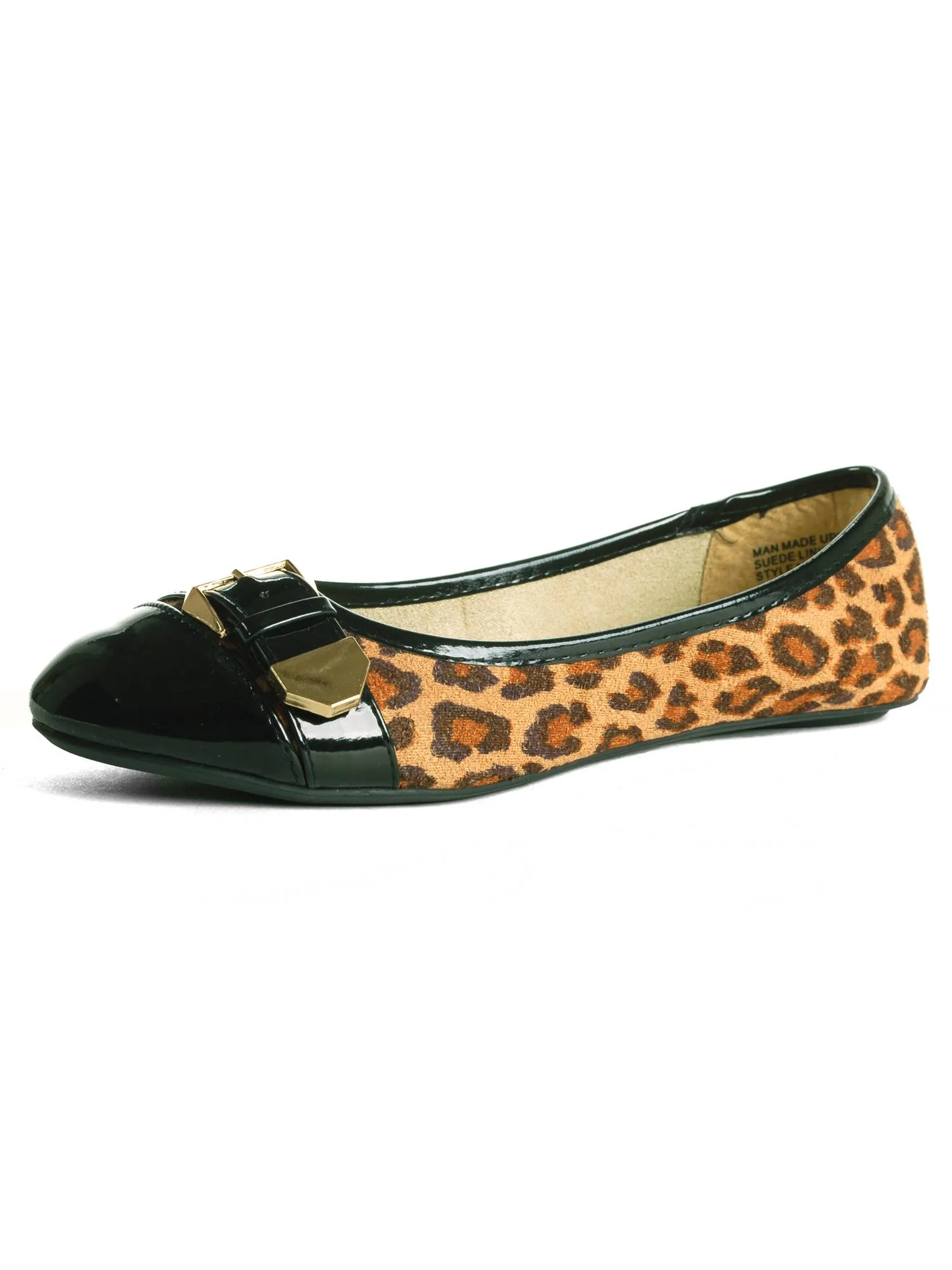 Alpine Swiss Daphne Womens Cheetah Ballet Flats Faux Patent Leather Buckle Shoes