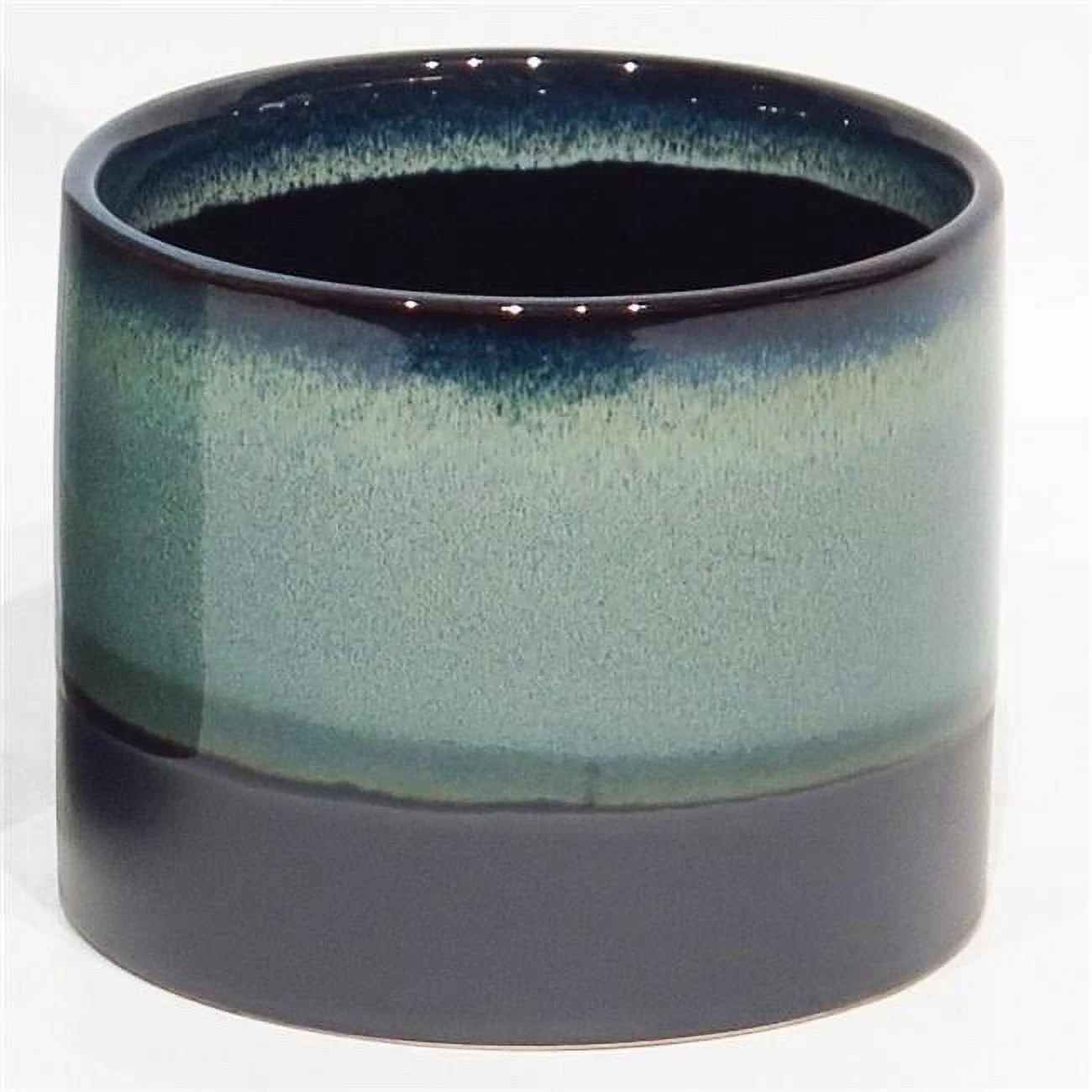 AI-CE00-176-Q01 Teal Blue, Green & Black Reactive Glaze Ceramic Planter