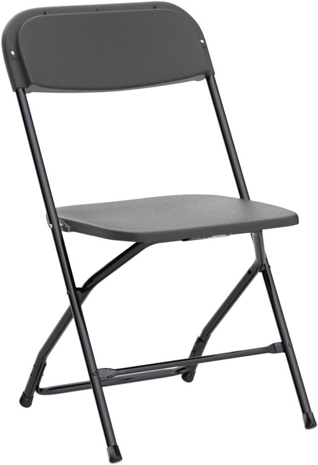 MINGFENG Hercules Series Big & Tall Stackable Plastic Folding Chairs, Extra Wide Commercial Event Seats, Set of 4, Black