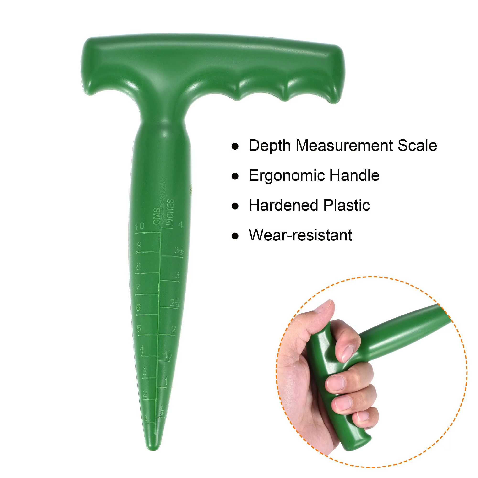 Uxcell Plastic Hand Dibber with Handle, Lightweight Sturdy Hand Held Bulb Planter, Green 5 Pack