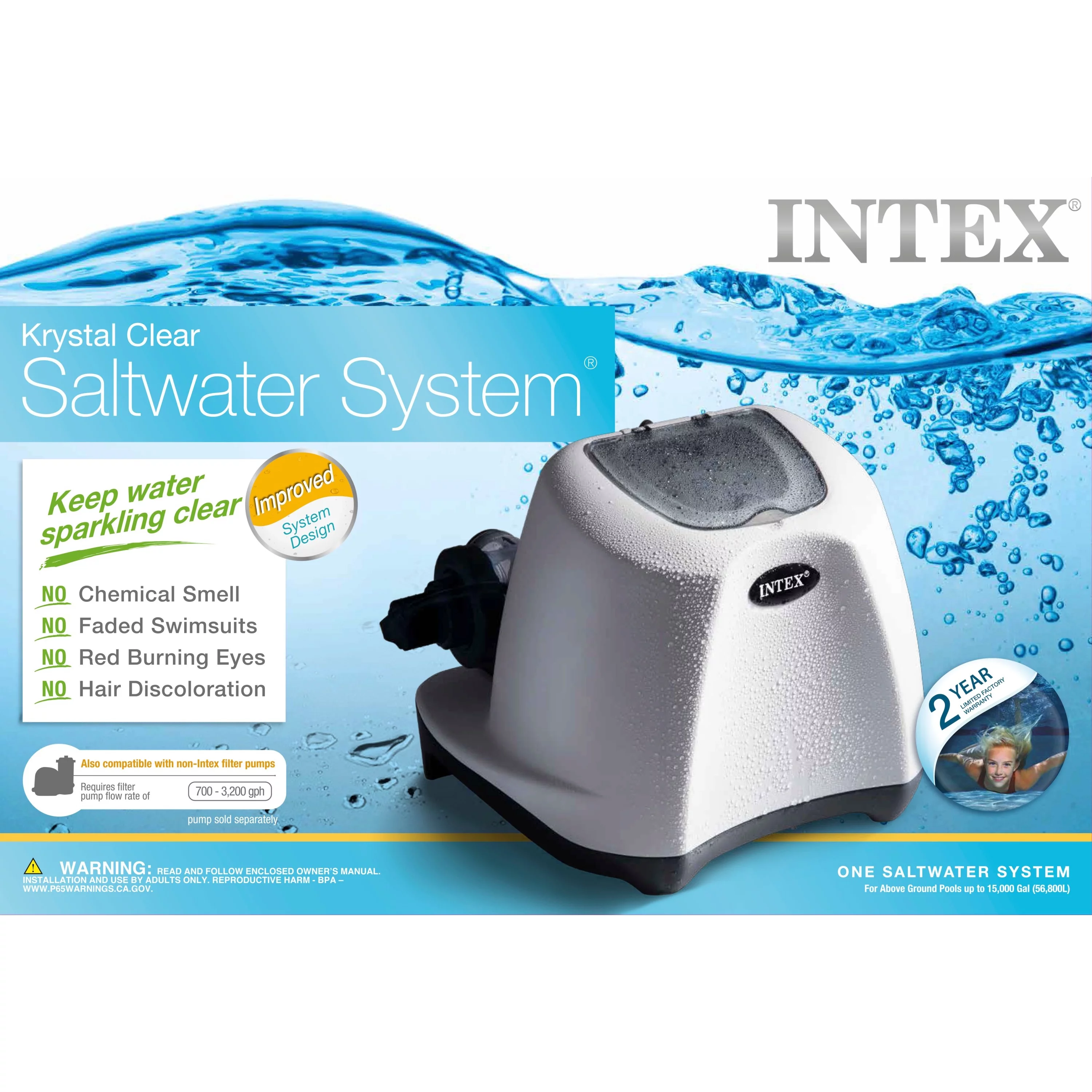 Open Box Intex CG-26669 120V Krystal Clear Saltwater Swimming Pool Chlorinator