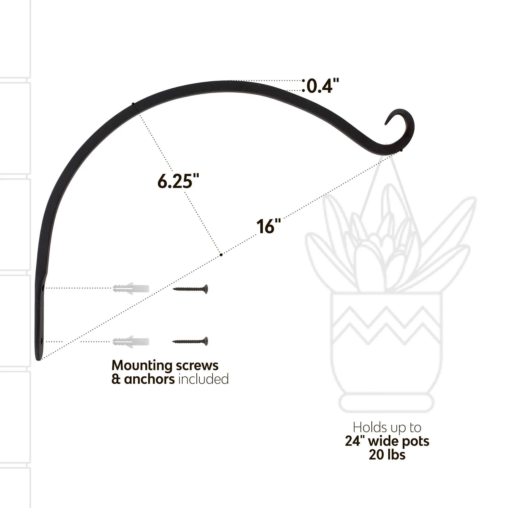 7Penn | Hanging Plant Bracket 14” Inch Wall Plant Hanger Windchime Hanger 2pk