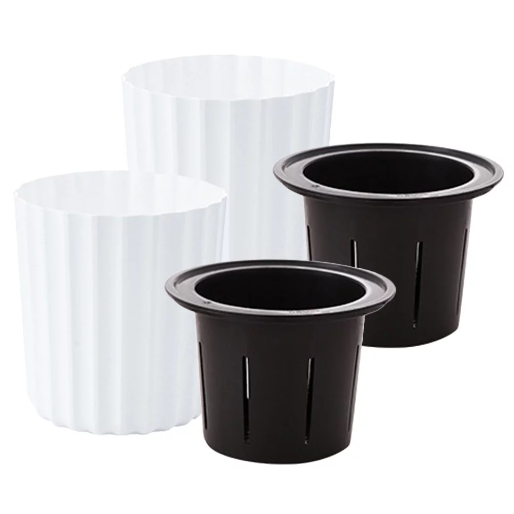 Flowerpot Planter Self Watering Decorative Pots Plastic House Plants African Violet Office Container 2 Pcs White