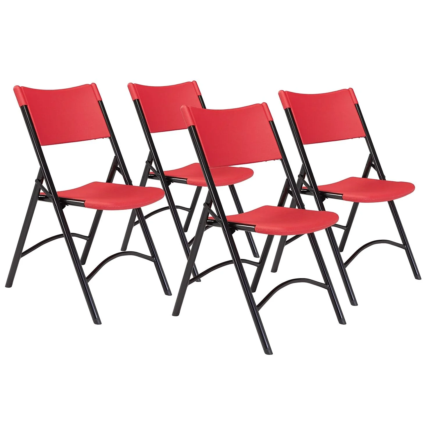 NPS 600 Series Plastic Molded Folding Chair, Red/Black, 4 Pack (640/4)