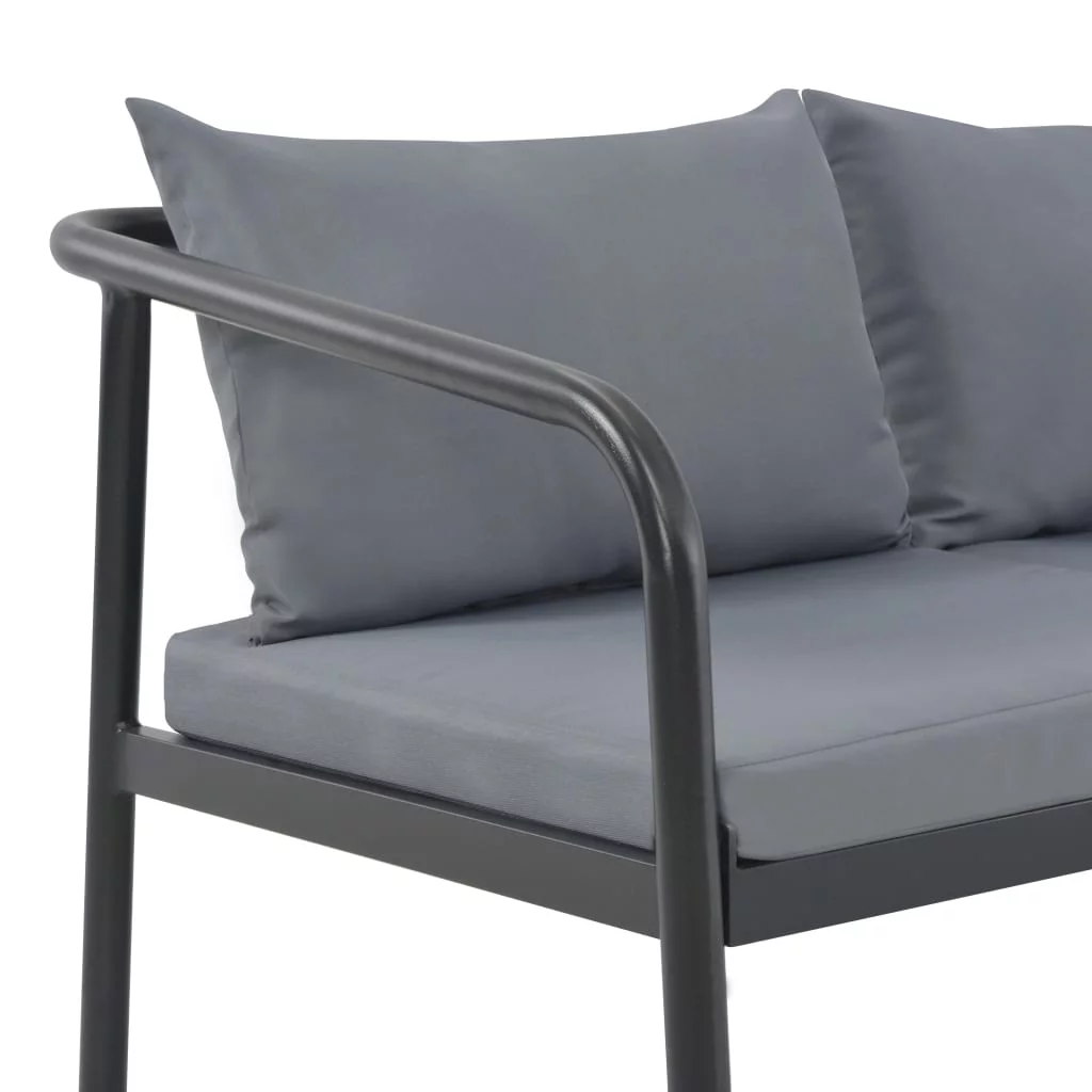 2 Seater Patio Sofa with Cushions Gray Aluminum