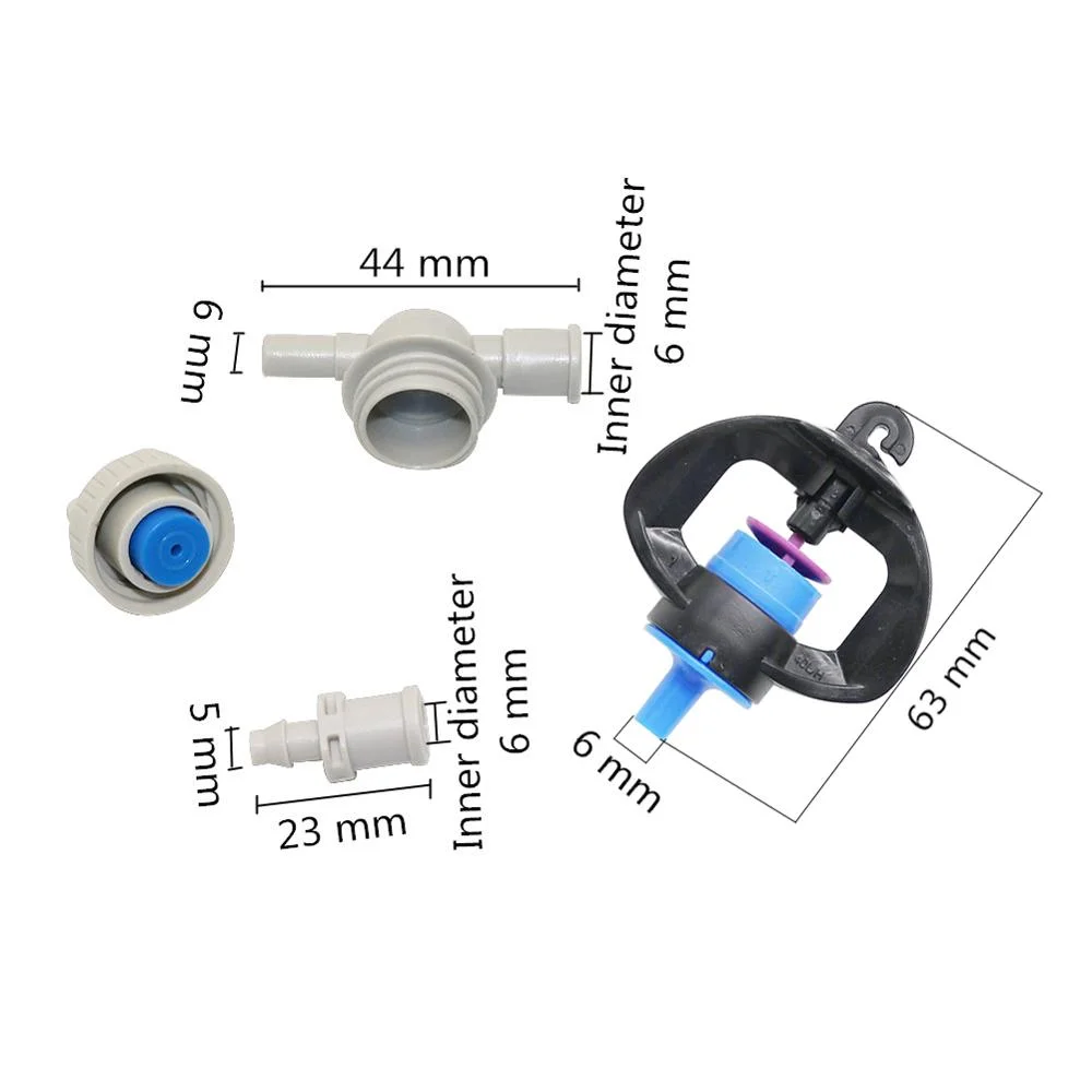 20pcs Atomized Rotary micro-nozzle with Anti-drip Spherical connections and barbed 4/7mm hose mist nozzles connector garden tool