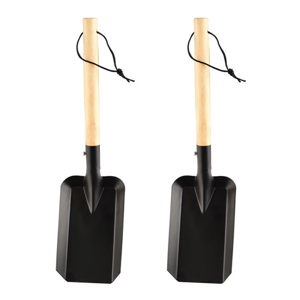 HOMEMAXS 2Pcs Outdoor Shovel Long Shovel Garden Planting Shovel Simple Wooden Shovel (Black)