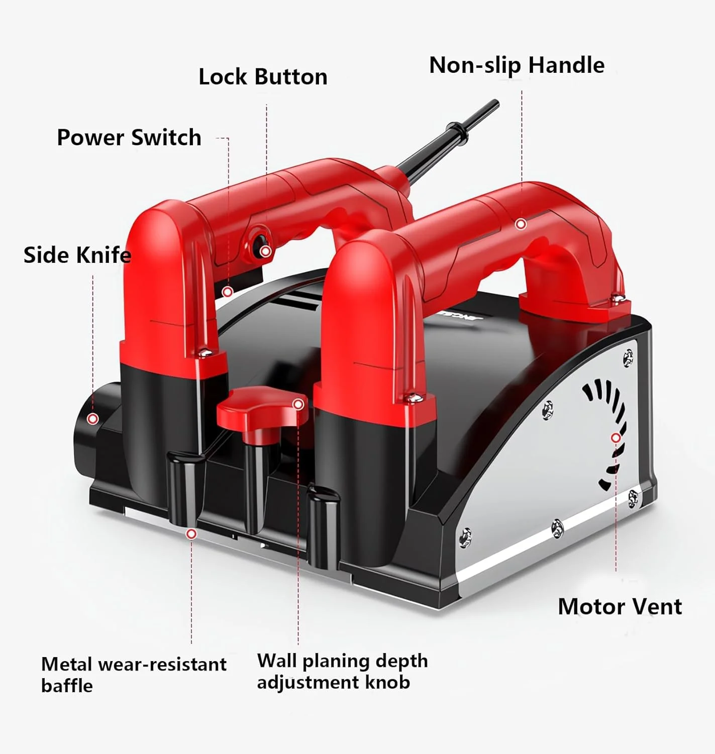 Electric Wall Planer Putty Concrete Wall Renovation Shovel Gray Machine Cutting Depth 1-4mm