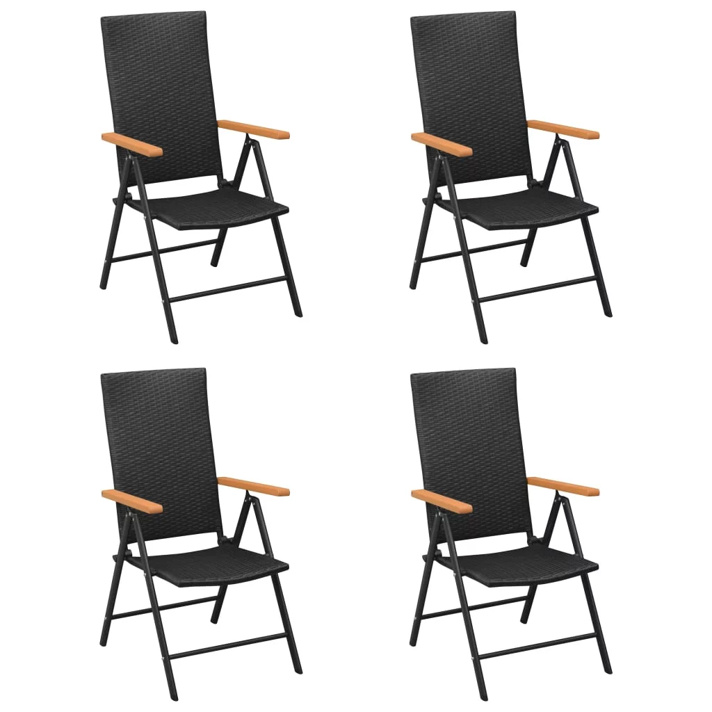 Patio Chairs 4 pcs Poly Rattan Black