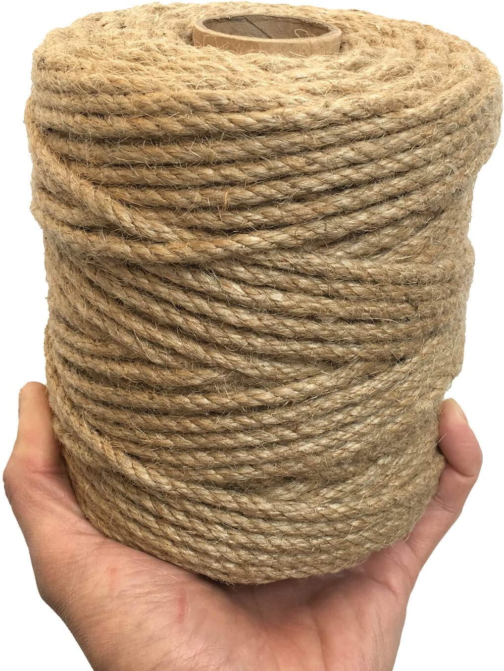 Strong Jute Twine 4mm Thick 328Feet Natural Arts Crafts Jute Rope Durable Packing String for Gardening Applications (4MM 328FT)