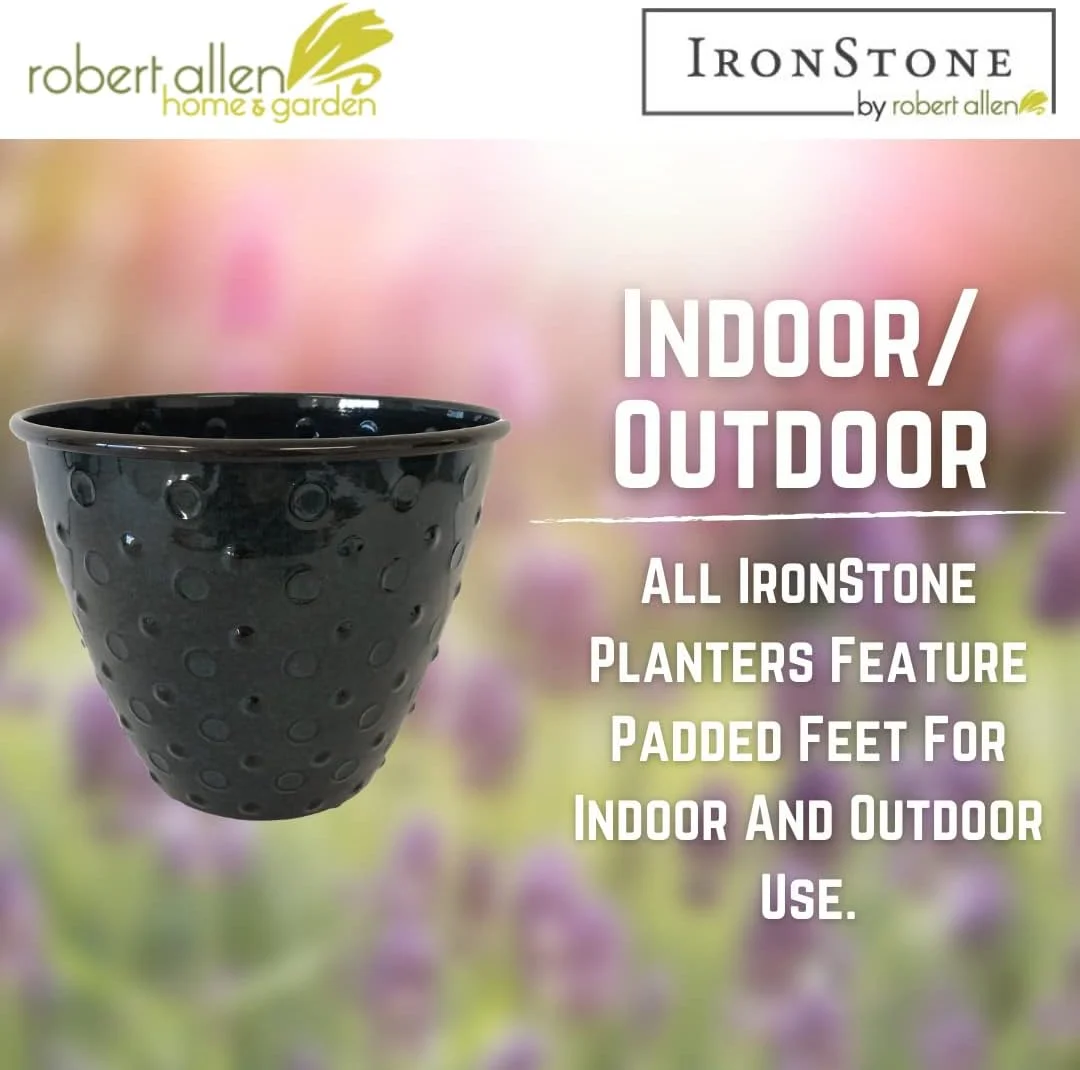 By Headwind - Ironstone Glazed Metal Planter Lightweight, Durable, Sustainable
