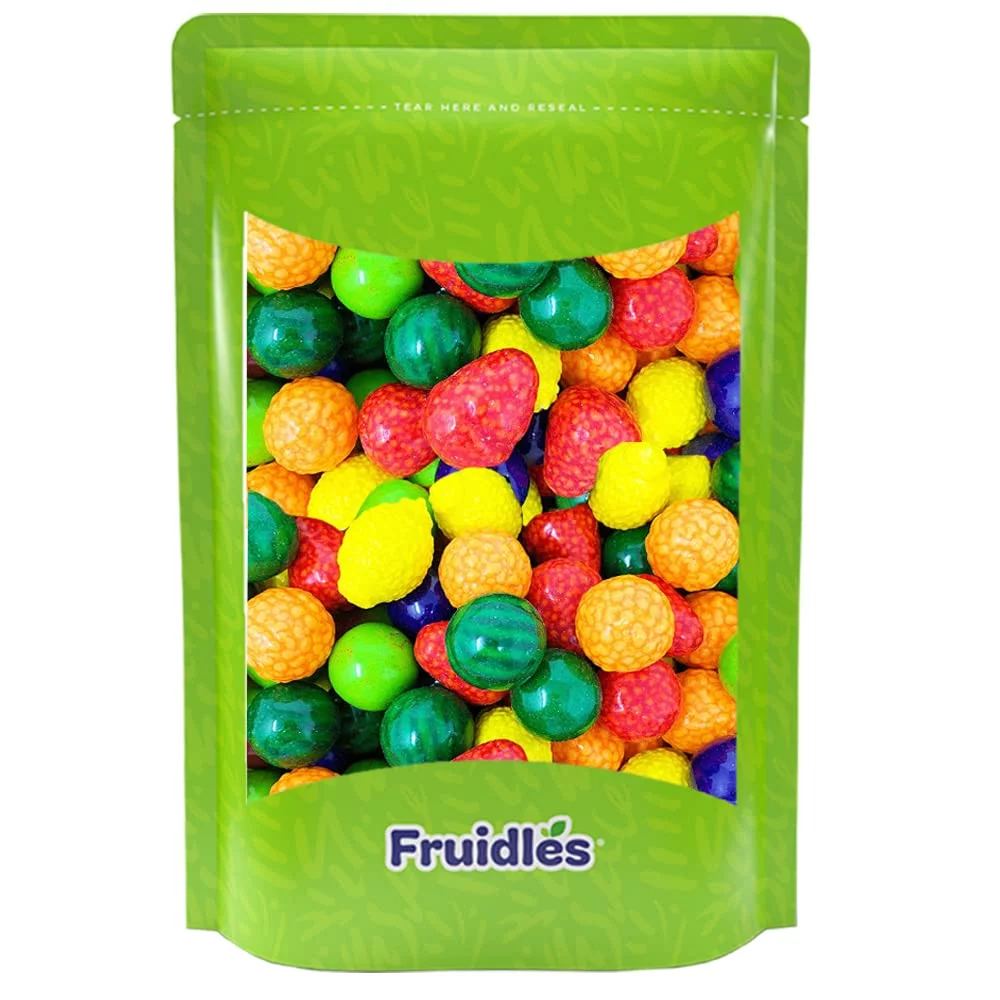 Seedlings Bubble Gum Balls, Original Fruit Shaped Candy Buffet Treats, Sprinkles On The Inside, Kosher Certified Parve (1 Pound)
