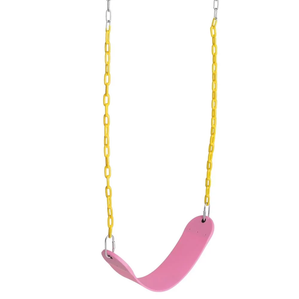 Winado Kids Belt Swing Seat Backyard Swing Play Set Replacement w/ Chain,Pink