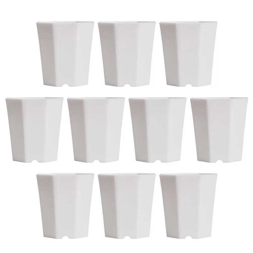 Guichaokj 10 Pcs Simple Versatile Octagonal Pot Succulent Plant Pot Imitation Ceramic Small Flower Pot for Living Room Balcony (White)