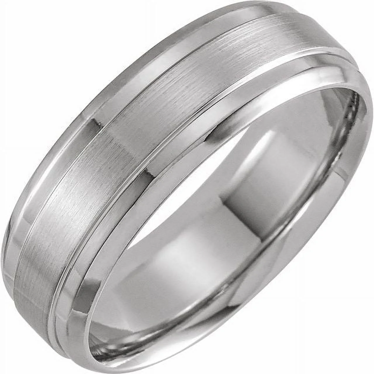 Continuum Sterling Silver 7 mm Beveled-Edge Band with Satin Finish Size 17 52017:7389:P