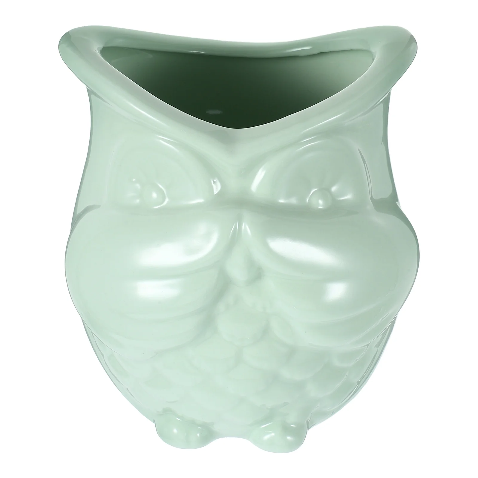 Owl Design Succulent Pot Gardening Creative Green Plant Ceramic Pot Container for Home Not Smelling Owl (Green)